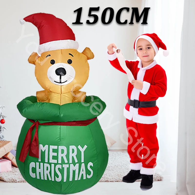 Christmas Bear Doll High Brightness Led Light Christamas Inflatable Toy Dolls Eco-friendly for Home Holiday New Year Party Decor