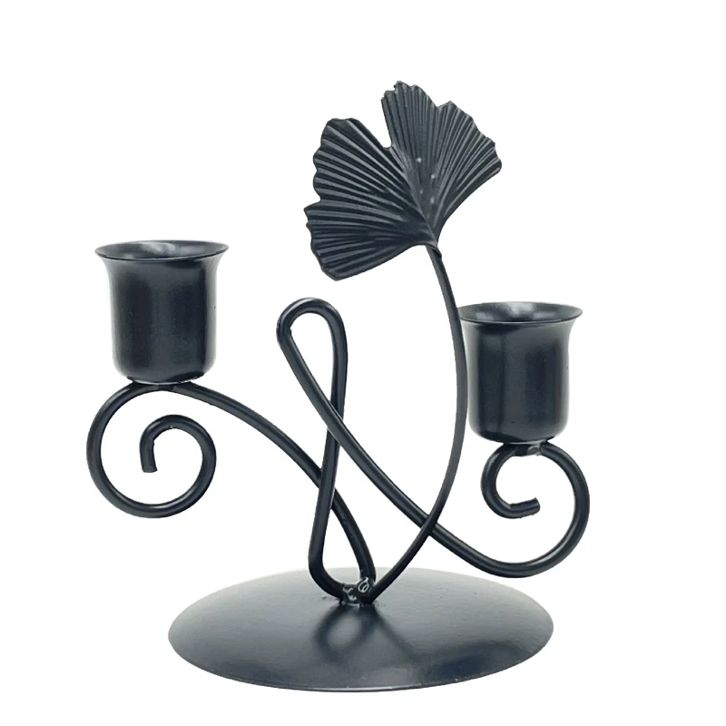 Metal Ginkgo Biloba Leaf Holder Iron Candlestick Ornaments Wedding Table Decoration for Living Room Bedroom Home