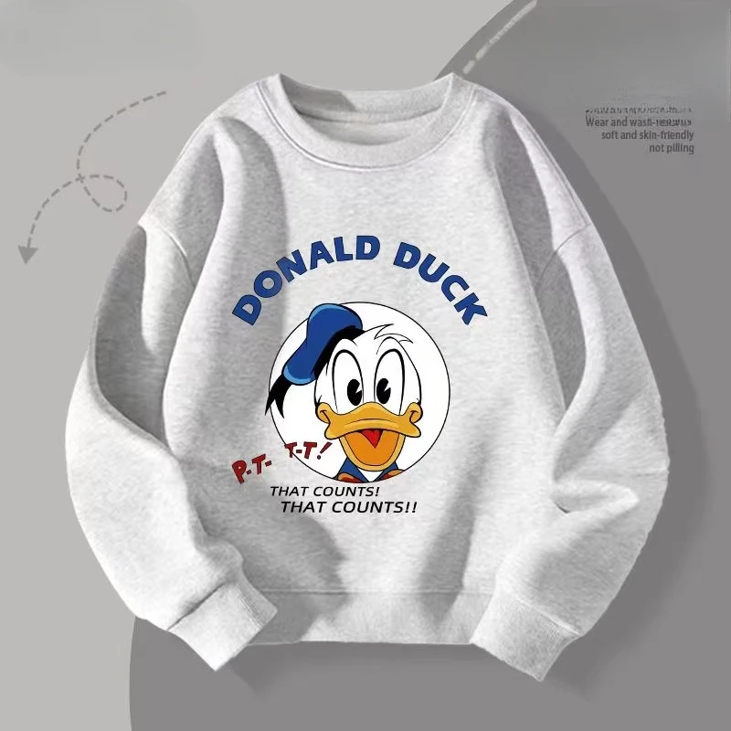 Spring Baby Boy Clothes Kid Disney Printed Sweatshirts Children Girls Donald Duck Letter Pullover Long Sleeve T-Shirts Top