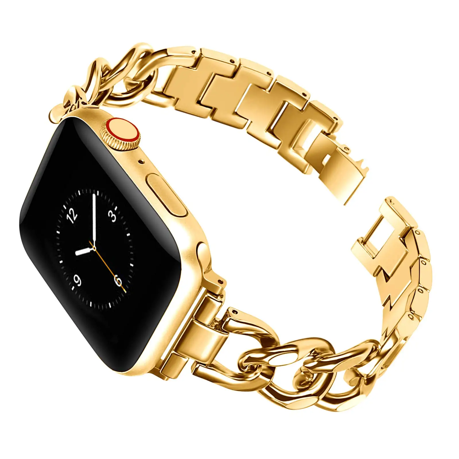 Bracelet à maillons cubains pour bracelet de montre Apple 40mm 41mm 45mm 44mm 49mm bracelet métallique en acier inoxydable iWatch série 8 7 6 5 se ultra