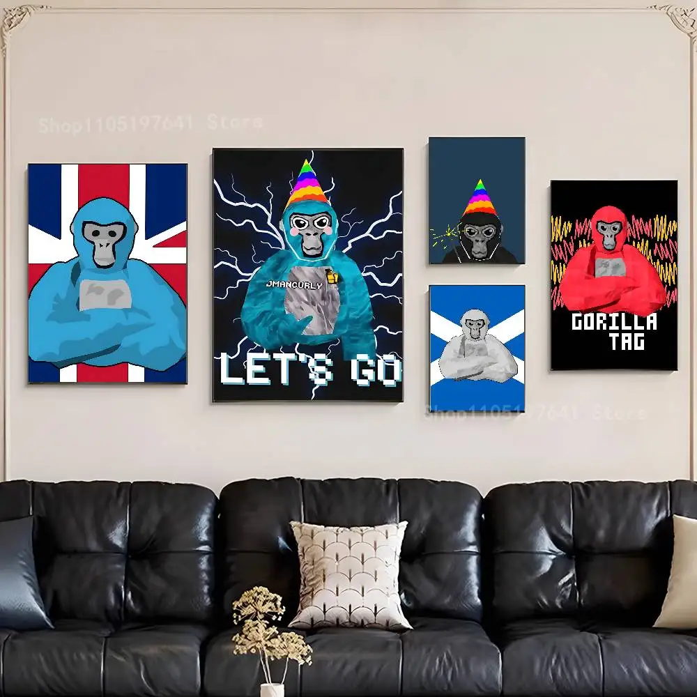 Monkey G-Gorilla TagS Game Poster Prints Wall Art Painting Picture Gift Living Room Bar Restaurant Dec Sticker Large