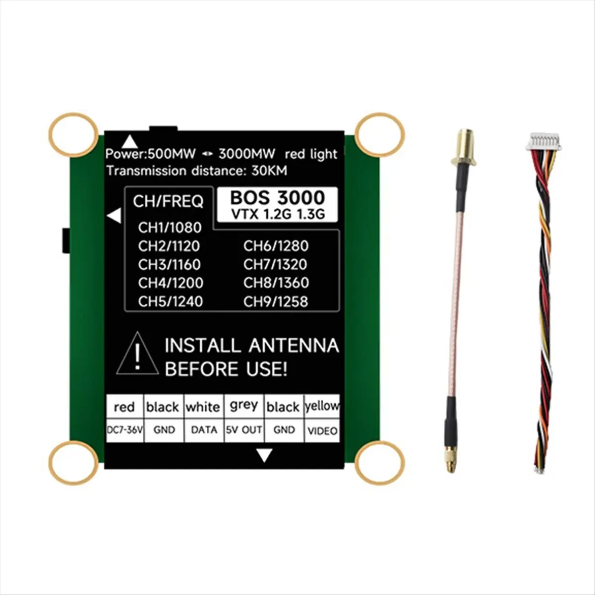 Fits for 1.2G 1.3G 3W VTX 3000mw 9-Channel High Power FPV Video Transmitter PAL/NTSC for FPV Long Range RC Drone