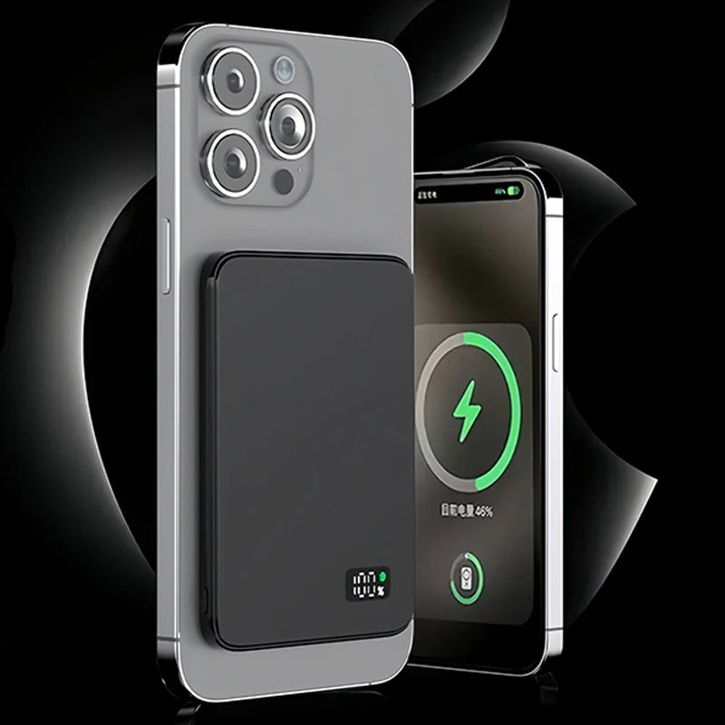 Ultradunne powerbank voor MagSafe, magnetisch draadloos snel opladen LED-display draagbare batterij voor iPhone Samsung telefoon Airpods