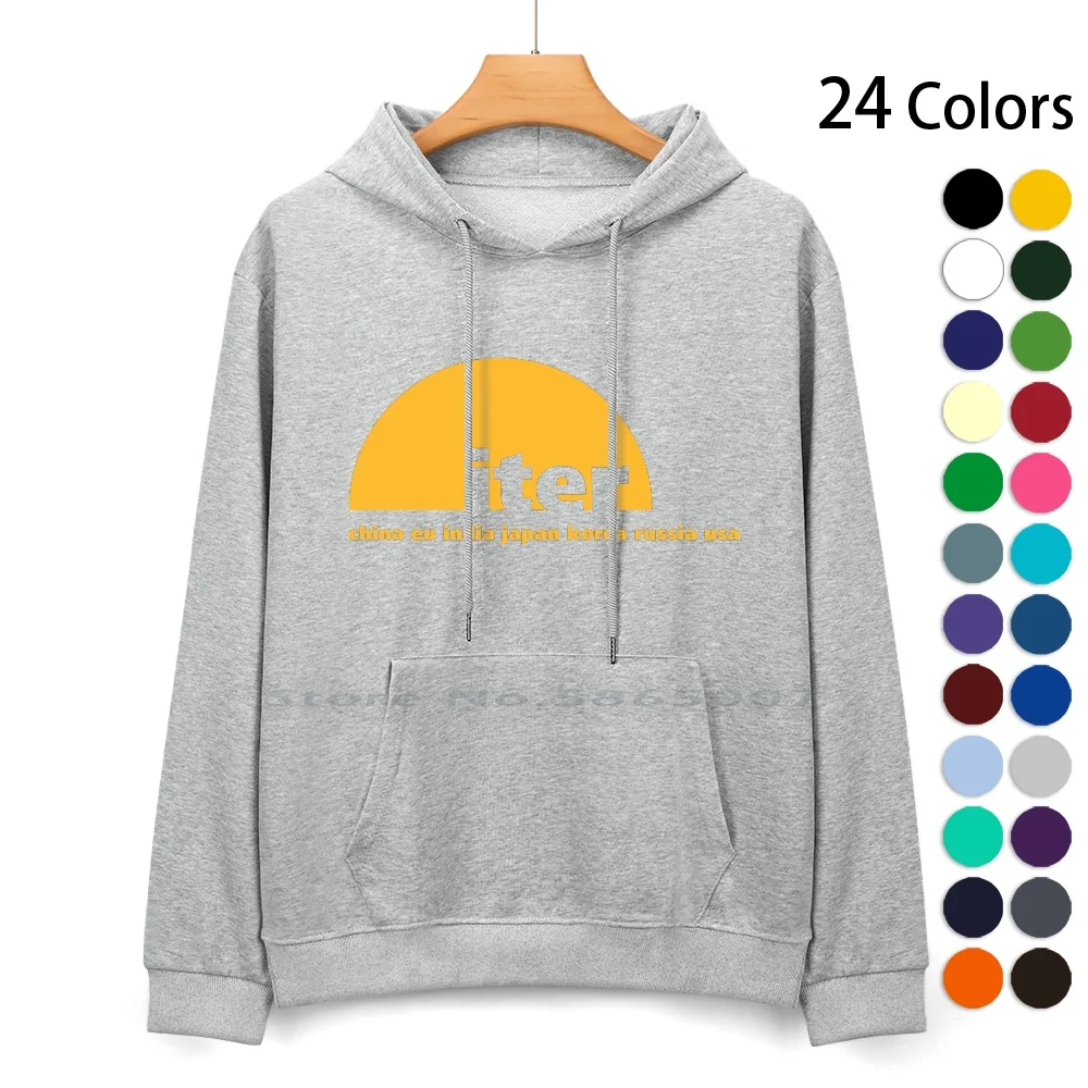 Iter Partners Logo For Dark Colors Pure Cotton Hoodie Sweater 24 Colors Iter International Thermonuclear Experimental Reactor