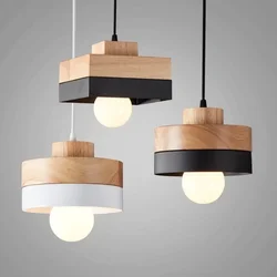 Nordic Modern Simple Single-headed Restaurant Chandelier Corridor Aisle Balcony Cafe Bar Counter Wrought Iron Solid Wood Lamps