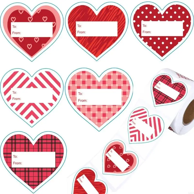 

G6KF 60Pcs Valentines Day Sticker 2x2.3Inch Love Heart Sticker Self-Adhesive Wrapping Label for Envelope Valentines Card