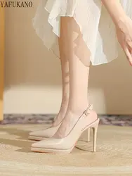 11Cm Platform Girl High Heels Fashion Patent Leather Sexy Slingbacks Pumps Pointed Toe Party Prom Thin Heels Sandals Big Size 41