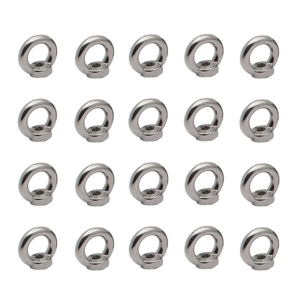 20pcs Lifting Eye Nut M6 Ring Eye Nuts 304 Stainless Steel Female Threaded Nut Load-bearing Railway Loading And Unloading Ports