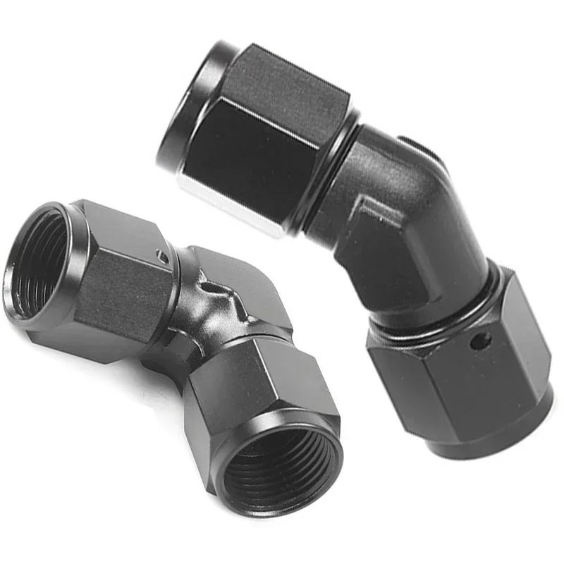 Adaptadores de tubo de rosca hembra a extremo de manguera para línea trenzada, accesorios de manguera de codo giratorio de 90 grados, negro, AN4, AN6, AN8, AN10, AN12, 4 Uds.