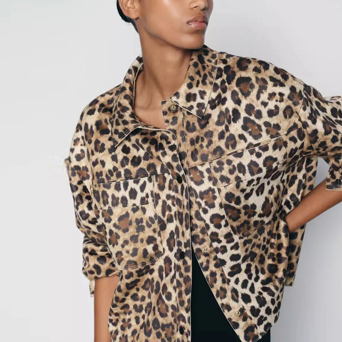 Herbst 2025, Faion-Jacet-Mantel mit Samtstruktur und Leopardenmuster für Damen, Marke Z, europäisches SLE, normale Länge, anderes Material