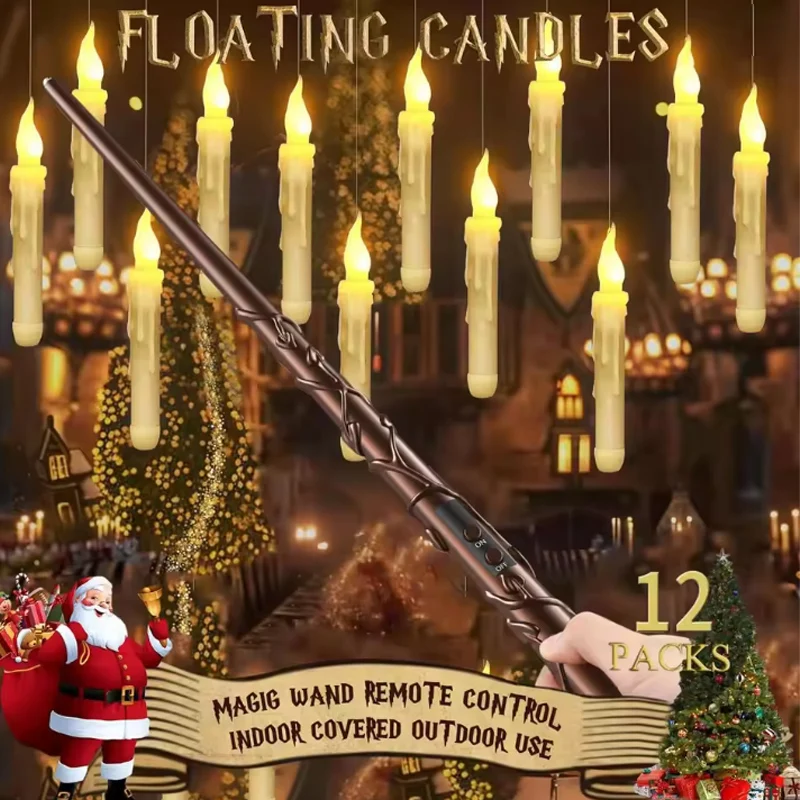 

Волшебный набор плавающих свечей, светодиодные свечи с дистанционным управлением и теплое мерцающее свечение для рождественской магии