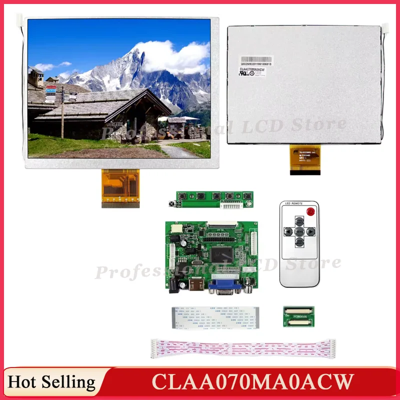 Original New 7 Inch CLAA070MA0ACW 4:3 LCD Display Screen With HDMI VGA Control Driver Board 800*600 CLAA070MA0ACW LCD Screen