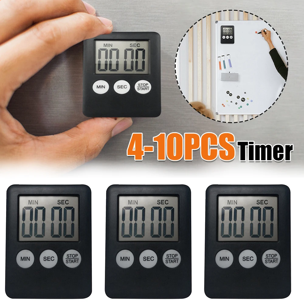 4-10PCS Digital Sports Alarm Clock Multi-Function Electronic Timer Stopwatch LCD Display Mini for Sports Exercise Baking Cooking