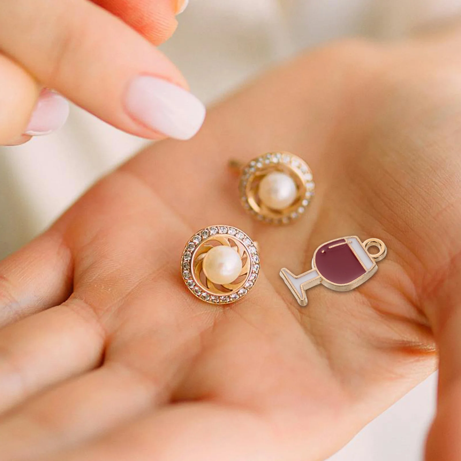 

10 Pcs Red Wine Glass Pendant Bracelet Making Charms Jewelry Pendants for Necklace Zinc Alloy
