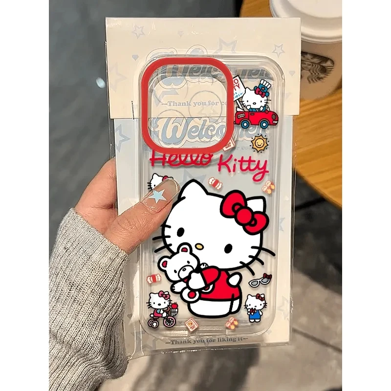 Hello Kitty Clear Space Phone Case for Vivo Y03 Y16 Y17 Y17S Y19 Y21 Y28 Y36 Y52S Y55S Y73S Y75 Y78 Y100 4G 5G Transparent Cover