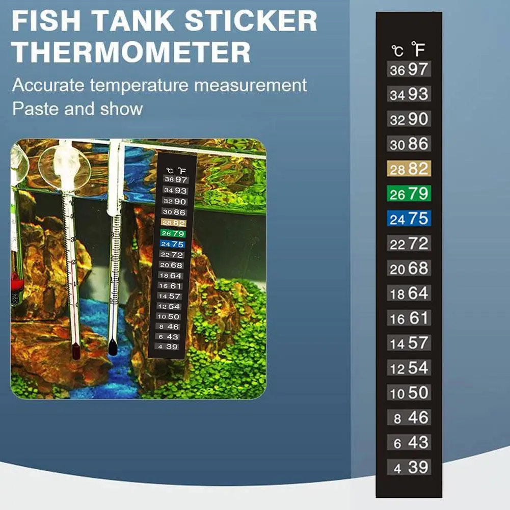 1PC Acquario Serbatoio di Pesce Striscia Stick-on Scolorimento Termometro Doppia Temperatura Bilancia Adesivo Adesivo Stick Adesivo Z8Q6
