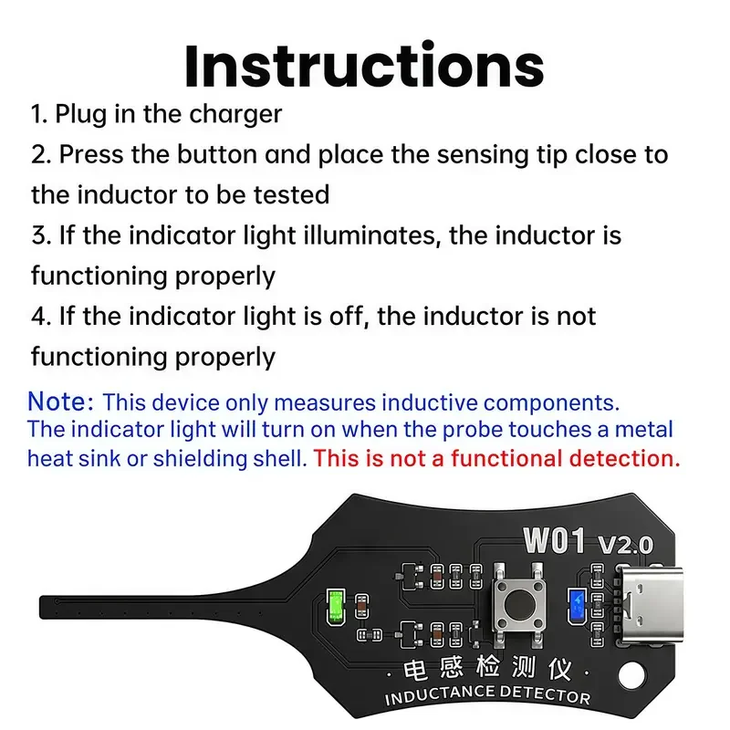OSS W01 V2.0 Inductance Tester Motherboard Coil Tester Electronic Circuit Board Inductor Detector for Phone Motherboard Componen