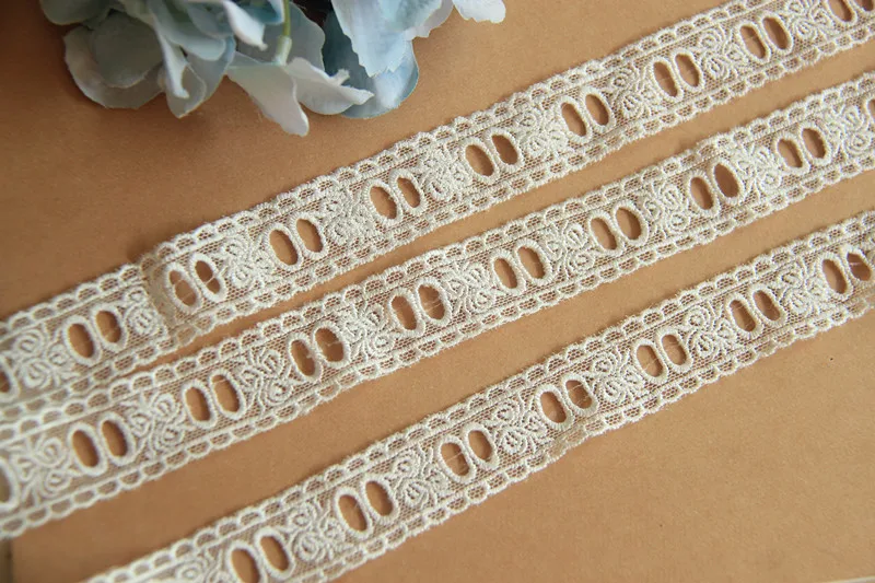 刺繍用ベージュ白黒レース、DIYレース、刺繍トリム、縫製素材、自家製弓、ヘアアクセサリー、5ヤード