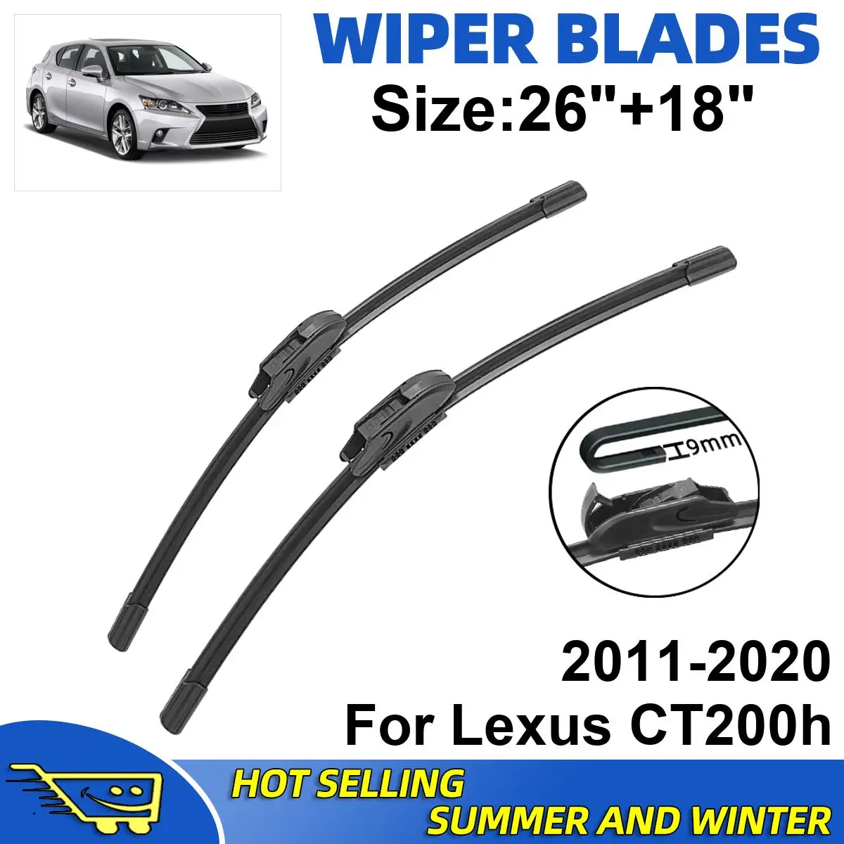 

2PCS Wiper Blades Set Kit For Lexus CT200h 2011-2020 Front Windshield Brushes Windscreen Window Accessories