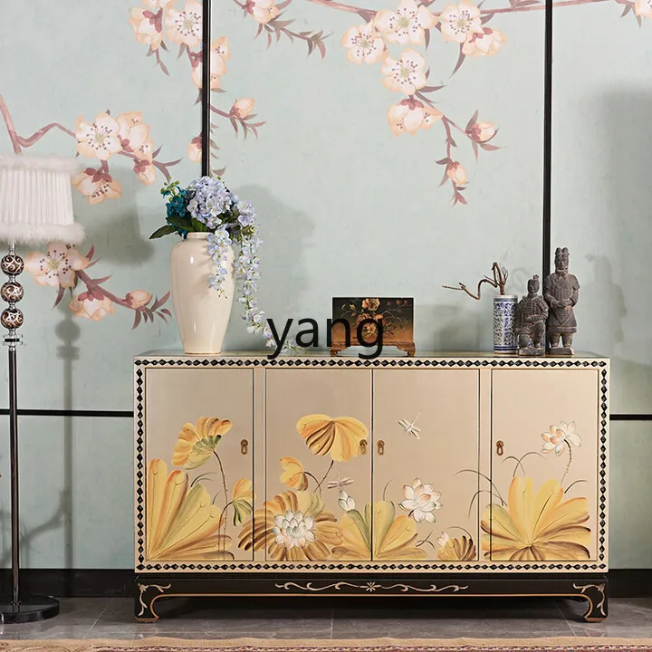 

LZR new Chinese entrance door champagne silver entrance cabinet four doors large size shoe cabinet