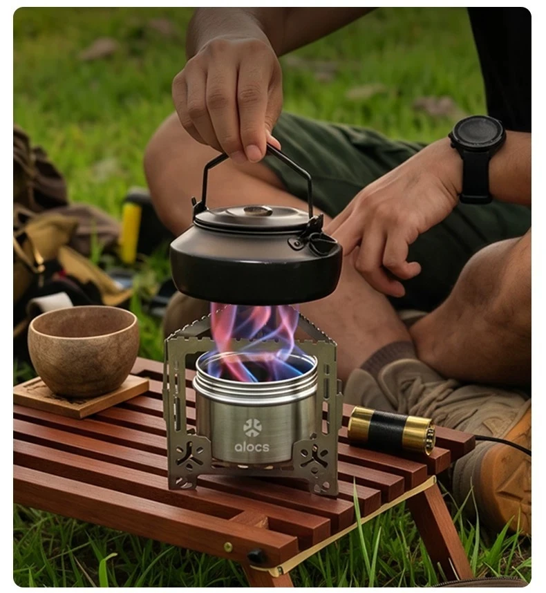 Alocs Outdoor-Camping, Picknick, Drehflammen-Alkoholkocher, Alkoholkocher zum Braten – Detail 22