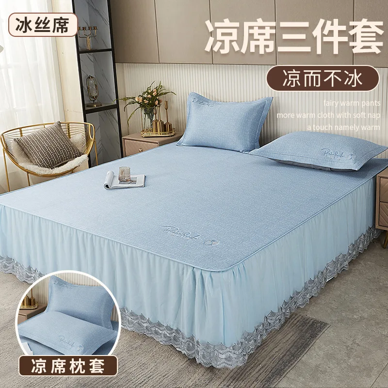 Summer Home Ice  Cool Mat Washable Foldable Three Piece Bed Sheet Fitted Sheet Naked Sleep Cool Air Conditioning Soft Mat