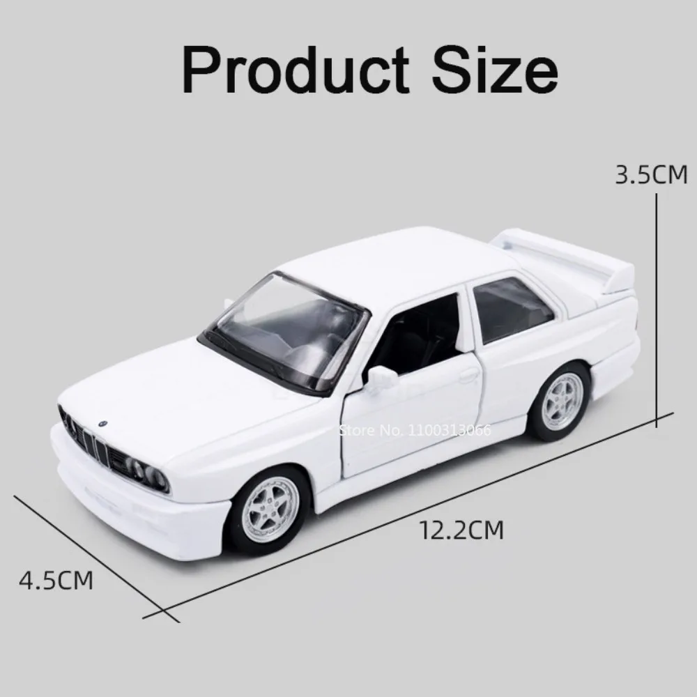 Modelo de coche de aleación BMW M3 1987, juguete fundido a presión, neumáticos de goma, rueda extraíble, vehículos abiertos de 2 puertas, regalos de cumpleaños para niños, 1:36