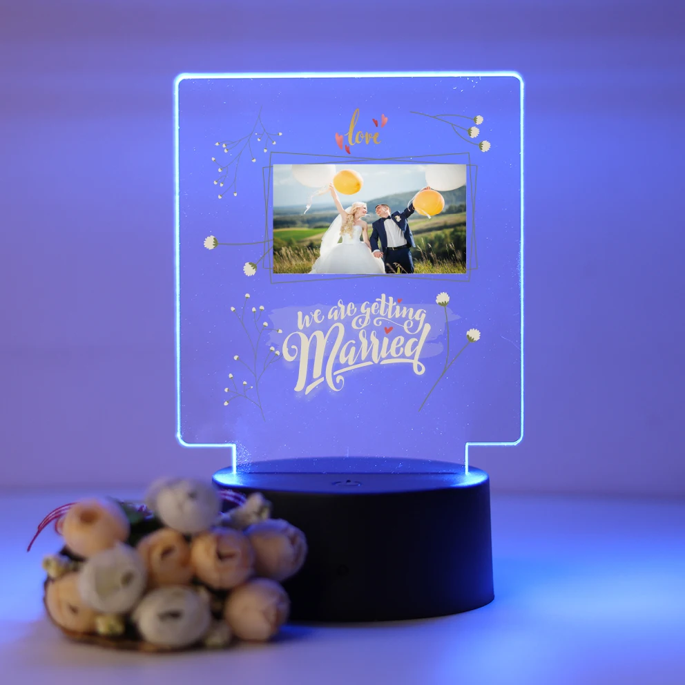 Customized LED night light, customized photos+7-color RGB couple bedroom decoration, USB battery dual use, romantic Valentine's