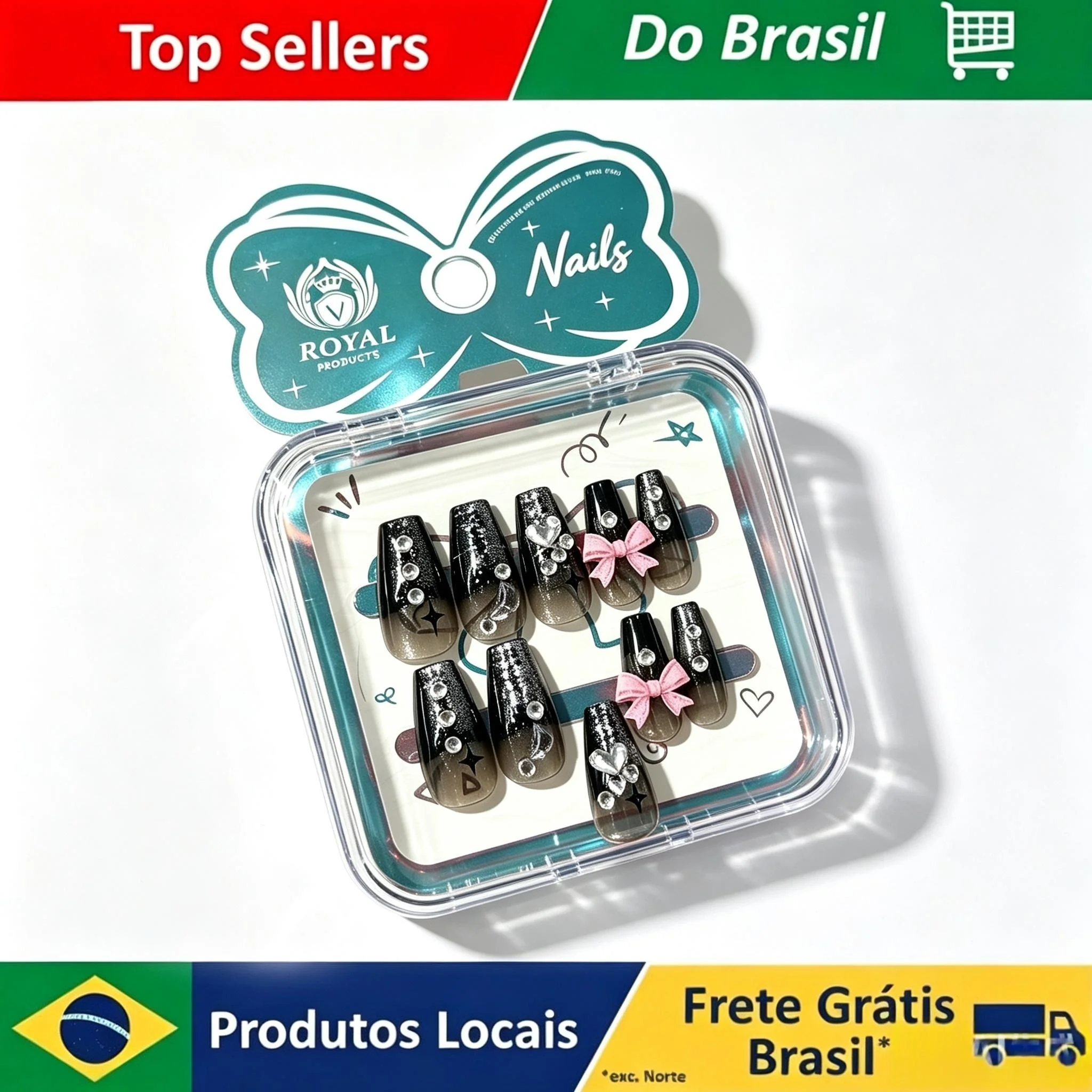 Unhas Postiças de Moda com Vários Estilos, Unhas Falsas Longas e Finas de Aplicação Fácil e Portátil, Pontas Duráveis e Reutilizáveis para Manicure Diária Feminina