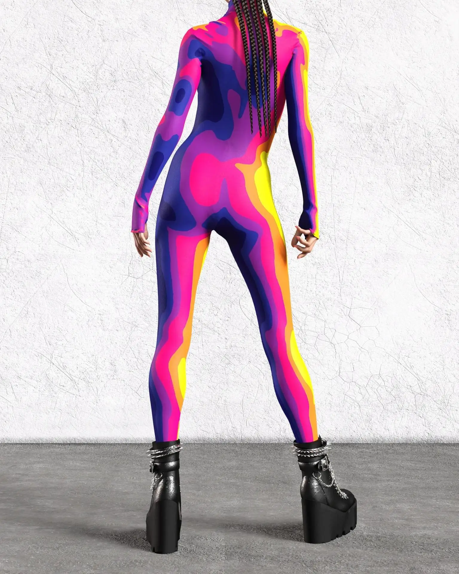 Halloween Bunter 3D-Druck Damen-Jumpsuit Erwachsener Sexy Rollenspiel-Bodysuit Party Bühnenauftritt Monos Catsuit Rave-Outfit – Detail 26