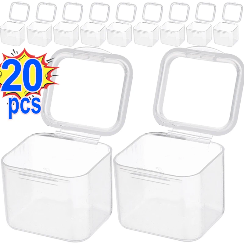 1-20Pcs Cube Mini Storage Box Clear Beads Jewelry Container Case Square Plastic DIY Button Nail Art Packaging Portable Organizer