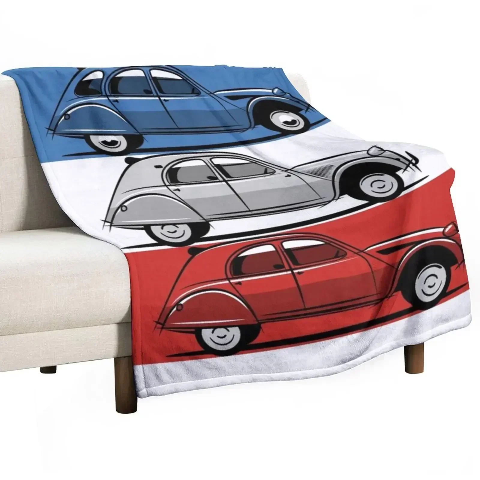 Citro?n 2CV red, white and blue Throw Blanket funny gift Designers Blankets For Baby Summer Blankets