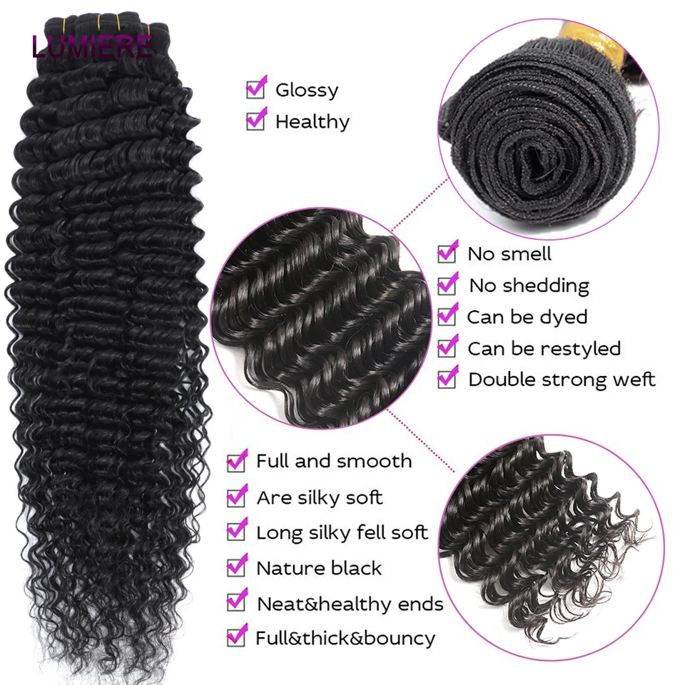 Deep Kinky Curly Virgin Human Hair Bundle With Closure Frontal 5x5 6x6 HD Transparent Lace Brazilian Hair Weave Hair Extension