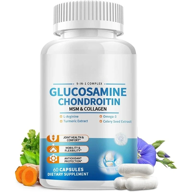 

Glucosamine chondroitin capsules, collagen, turmeric segment support supplements, healthy antioxidant support, 60 capsules