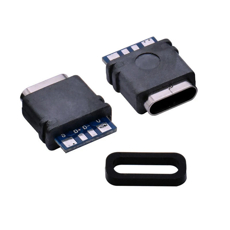 

5pcs Waterproof USB C Jack Type-C 4Pin Female Connector Port Data Socket For DIY PCB Solder Design Charging Data Transmission