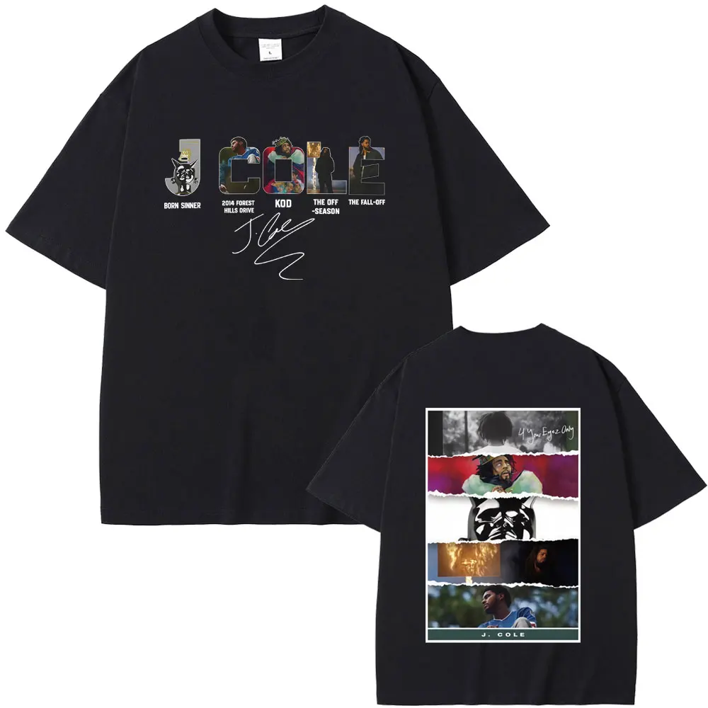 

Rapper J Cole Music Album Cover Graphic T-shirt The Fall Off Print T Shirts Men Women Hip Hop Fashion Tees Oversized Streetwear