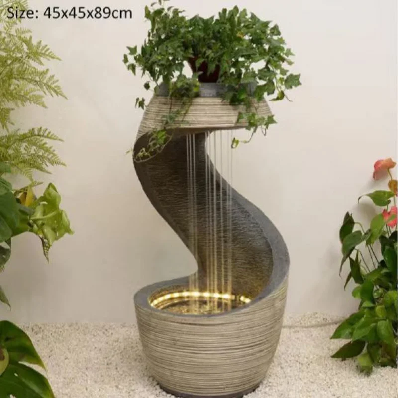 Resin European-style Floor-to-ceiling Circulating Water Ornament Landscape Fountain Living Room Balcony Yard Lucky Decoration Ne