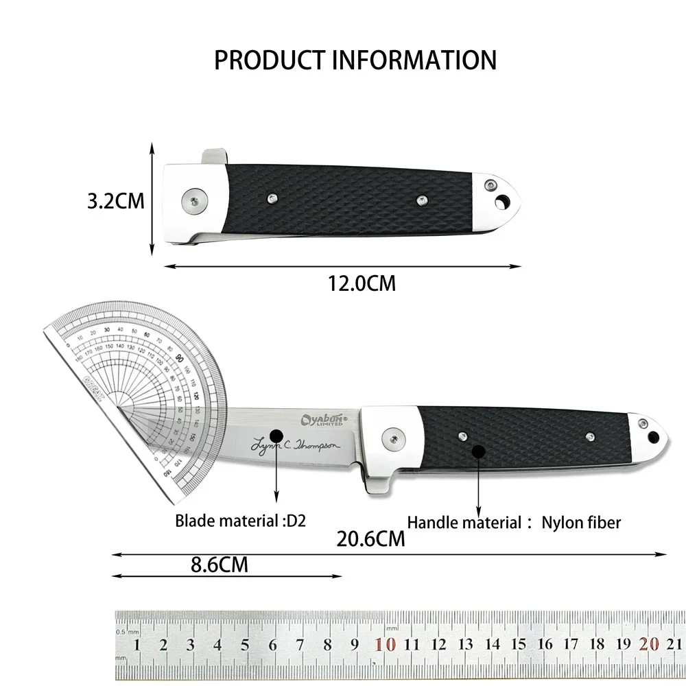 Folding Knife D2 Blade Nylon Fiber Handle COLD 26T High Quality Pocket Knife Outdoor EDC Survival Camping Hiking Hunting Tool