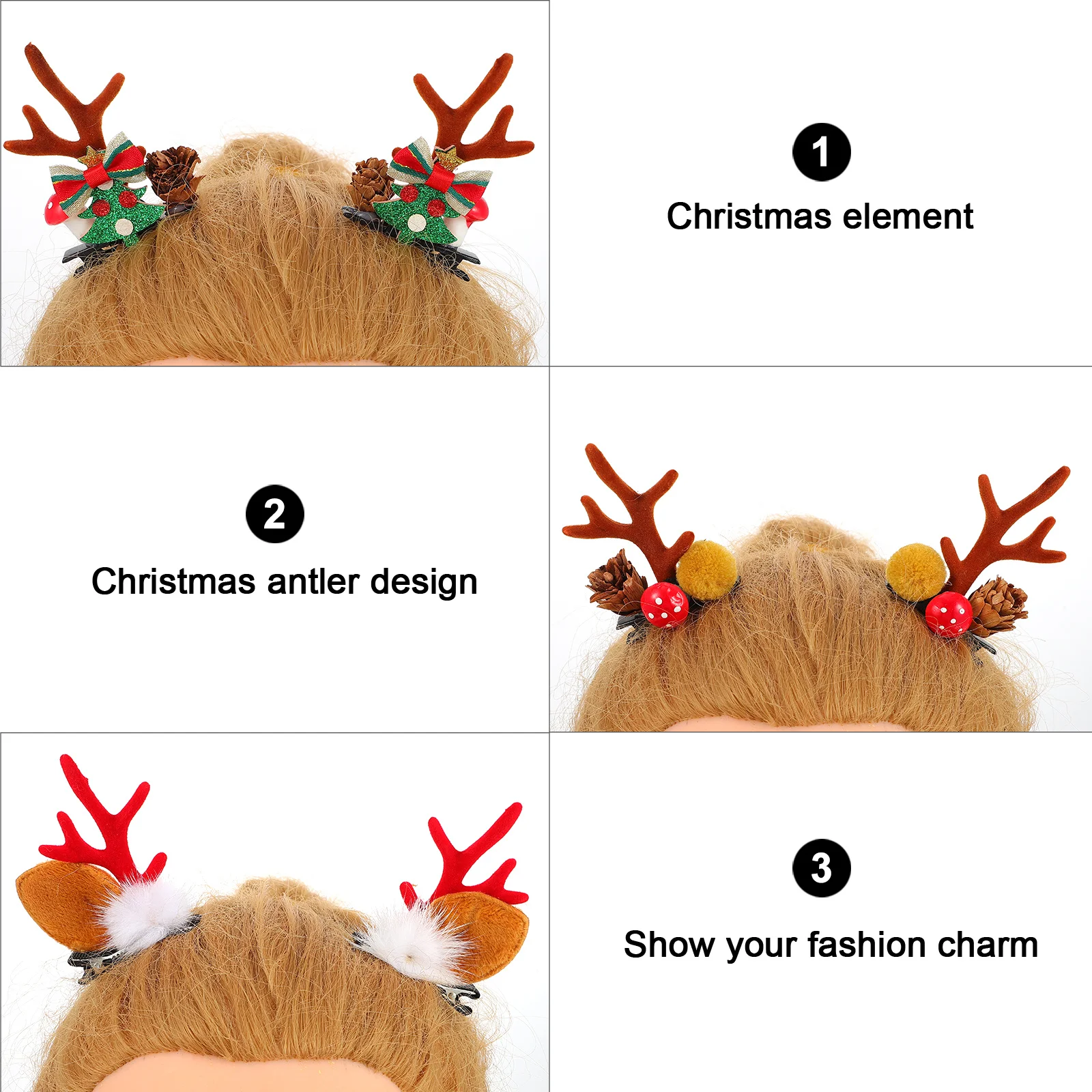 

3D Deer Antlers Hair Clips Christmas Hairpin For Women Elk Antlers Barrette Xmas Hair Accessories Duckbill Hairpins Animal