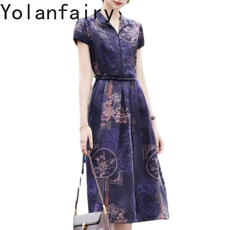 

Tajiyane 100% Mulberry Silk Summer Dresses for Women Clothes Floral Dress Casual Long Dress A Line Vestidos Robe Femme été