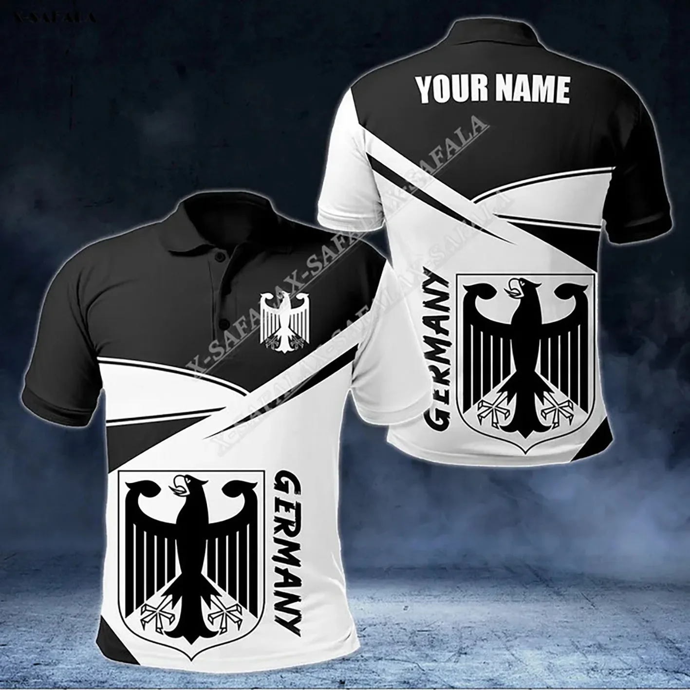 

Germany Coat Of Arms Country Flag Custom Name 3D Printed Polo Shirt Men Collar Short Sleeve StreetWear Summer Clothing