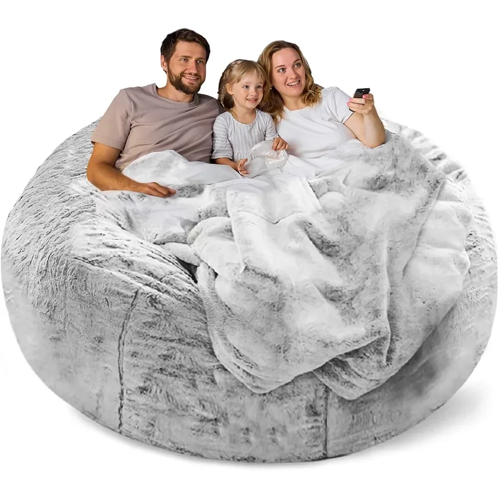 Bean Bag Chair Cover(Cover Only,No Filler),Big Round Soft Fluffy PV Velvet Washable Bean Bag Lazy Sofa Bed Cover for Adults