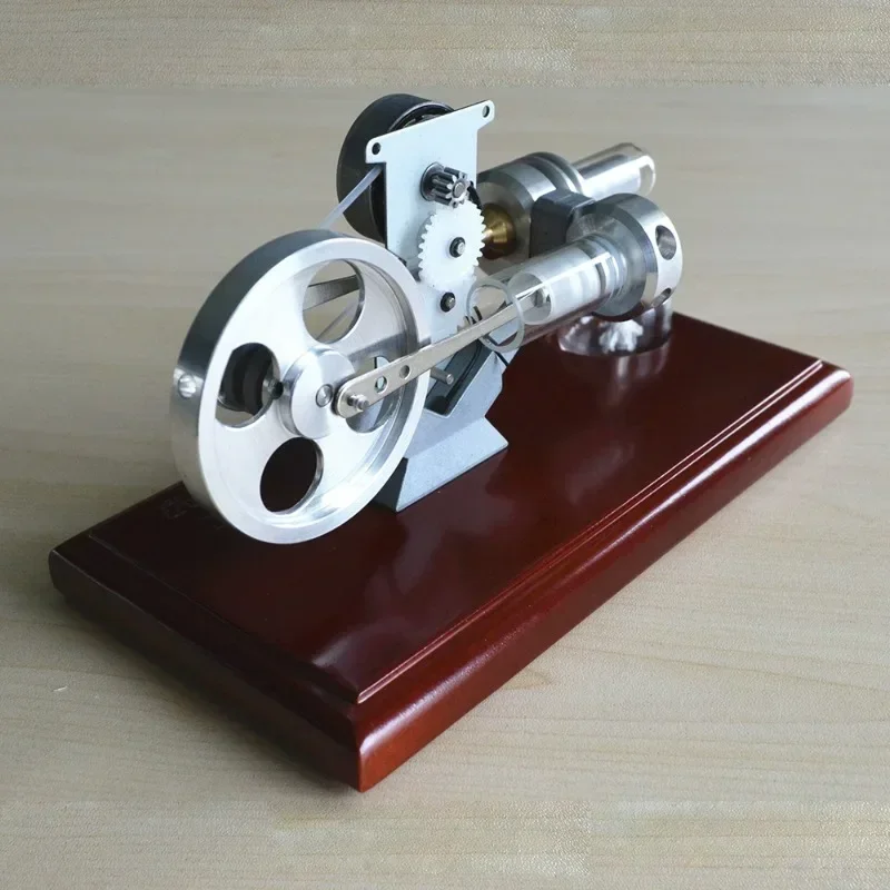 QX-FD-01 Experimental Silver Generator Exquisite Solid Wood Base Real Engine Model Gift Toy