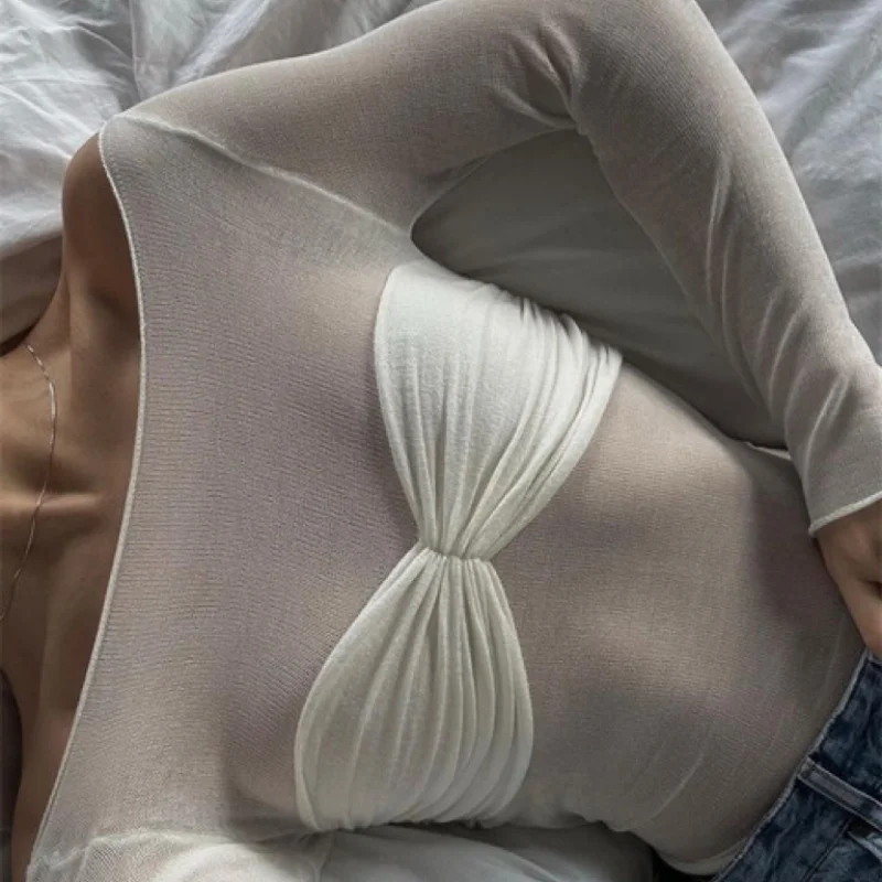 Women's One Line Neck Knitted Pullover, Lightweight T-Shirt, Popular Top, Spring, Summer, 2024