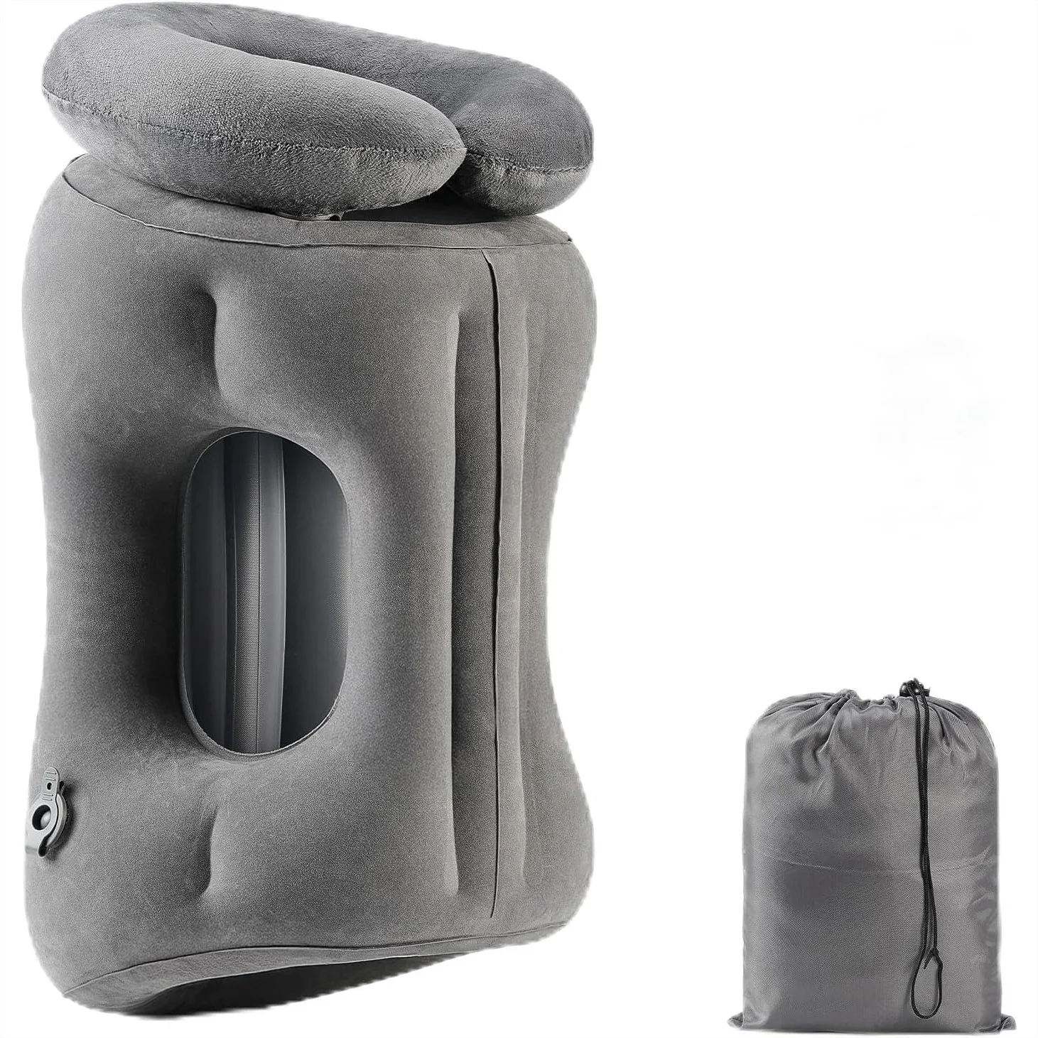 

Inflatable Travel Pillow with Magnetic Design, Ergonomic Neck Support for Flying, Camping, Car Naps, Compact with Storage Bag
