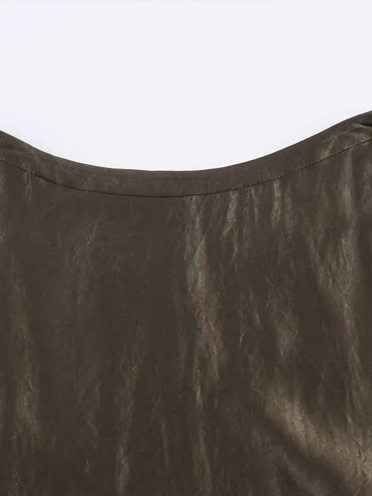 European and American style winter new fashion women's clothing casual temperament simple versatile silk satin midi skirt