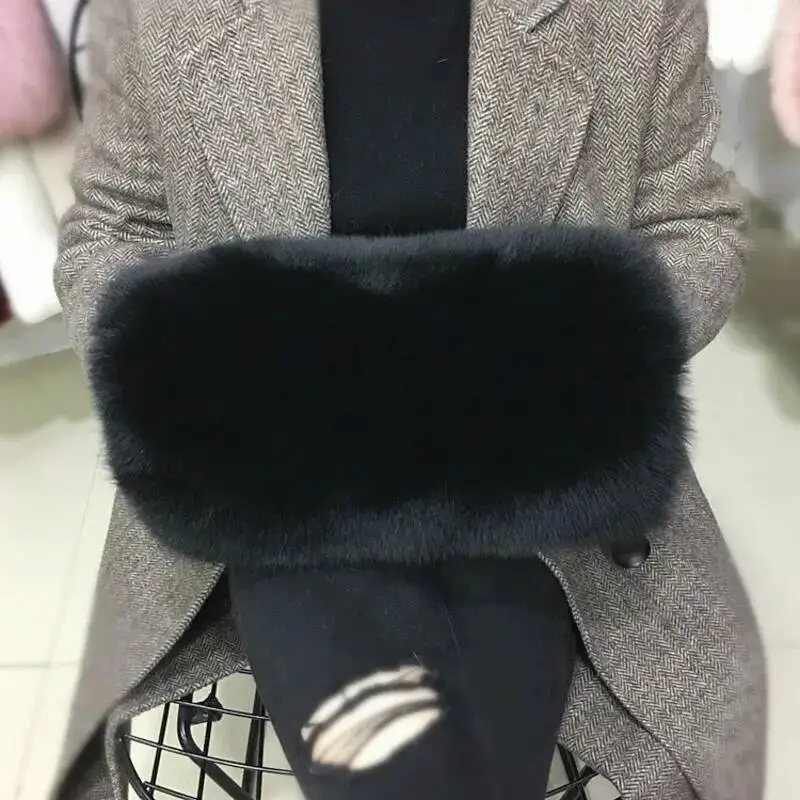 Real Fox Fur Hand Warmer Winter Women Men Plush Sleeves Arms Cover Luxury Fur Pillow Cushion Natural Fur Cuffs Customized Size