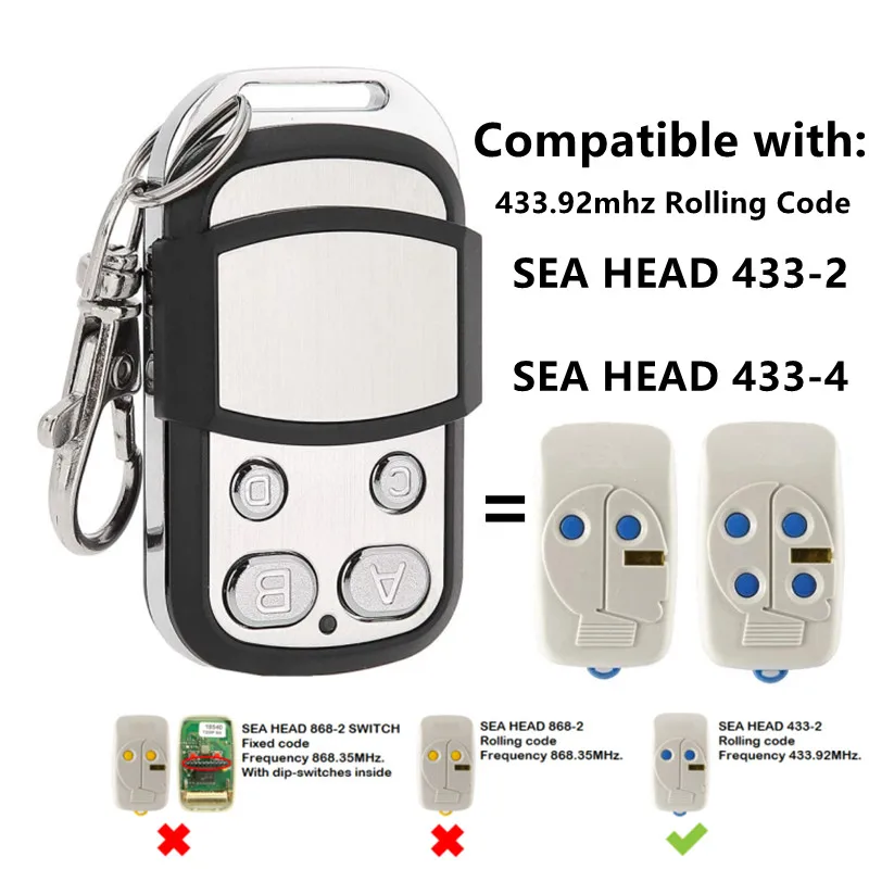 

433MHz SEA Head 433-2 / 433-4 Garage Remote Control Rolling Code Command