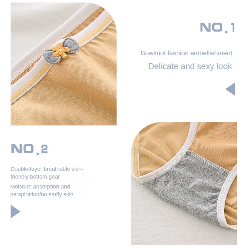 3 pz/set Lingerie Girl mutandine Sexy biancheria intima femminile morbida papillon vita media comodi slip carini intimo da donna traspirante