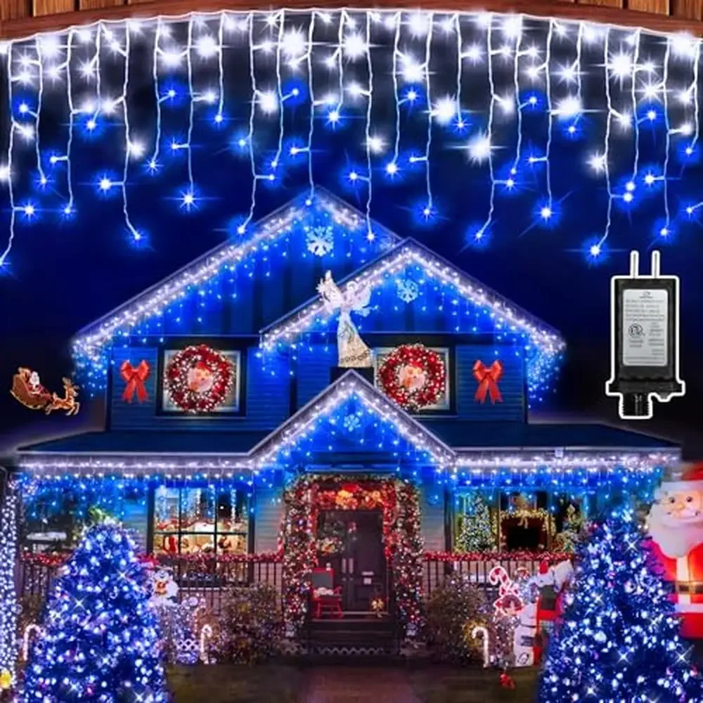 1620 LED Christmas Lights with 360 Drops 164ft Fairy Hanging String Light Set 8 Modes Waterproof Plug-in Holiday Lighting